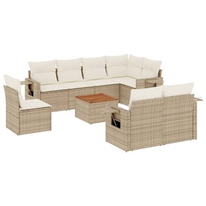 Maison exclusive - salon de jardin avec coussins 9 pcs beige résine tressée