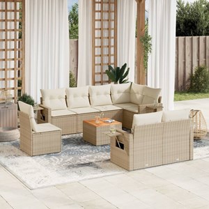 Maison exclusive - salon de jardin avec coussins 9 pcs beige résine tressée