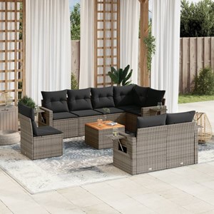 Maison exclusive - salon de jardin 9 pcs avec coussins gris résine tressée