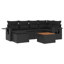 Maison exclusive - salon de jardin 7 pcs avec coussins noir résine tressée