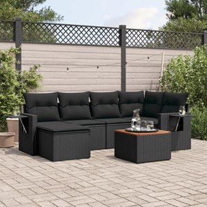 Maison exclusive - salon de jardin 7 pcs avec coussins noir résine tressée