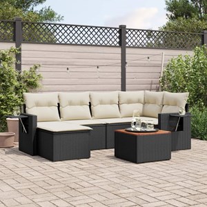 Maison exclusive - salon de jardin 7 pcs avec coussins noir résine tressée