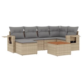 Maison exclusive - salon de jardin avec coussins 7 pcs beige résine tressée