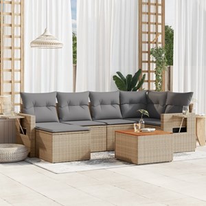 Maison exclusive - salon de jardin avec coussins 7 pcs beige résine tressée