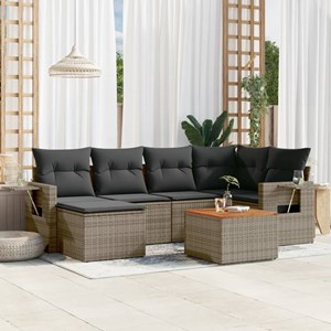 Maison exclusive - salon de jardin avec coussins 7 pcs gris résine tressée