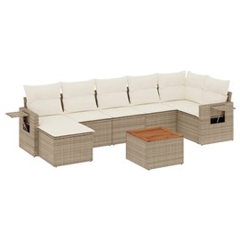 Maison exclusive - salon de jardin avec coussins 8 pcs beige résine tressée