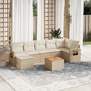 Maison exclusive - salon de jardin avec coussins 8 pcs beige résine tressée