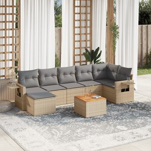 Maison exclusive - salon de jardin avec coussins 8 pcs beige résine tressée