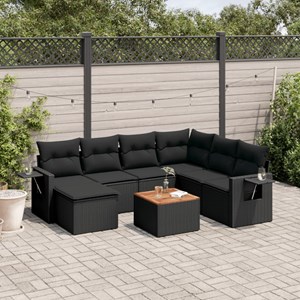 Maison exclusive - salon de jardin 8 pcs avec coussins noir résine tressée