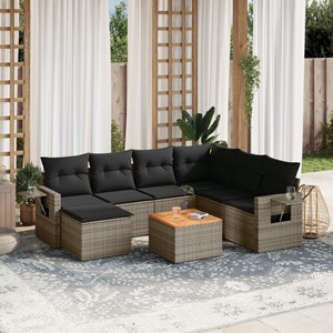 Maison exclusive - salon de jardin 8 pcs avec coussins gris résine tressée