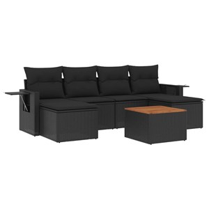 Maison exclusive - salon de jardin 7 pcs avec coussins noir résine tressée