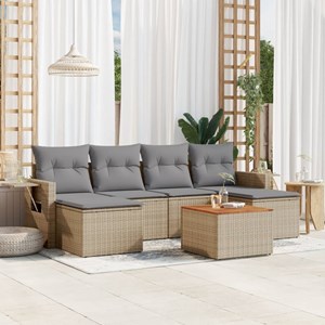 Maison exclusive - salon de jardin avec coussins 7 pcs beige résine tressée