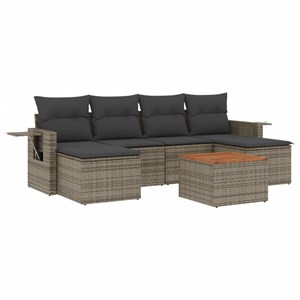 Maison exclusive - salon de jardin avec coussins 7 pcs gris résine tressée