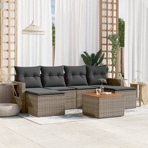 Maison exclusive - salon de jardin avec coussins 7 pcs gris résine tressée
