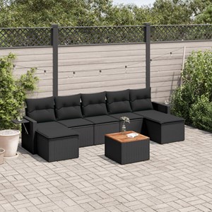 Maison exclusive - salon de jardin 8 pcs avec coussins noir résine tressée