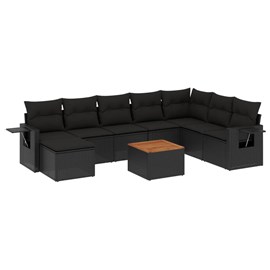 Maison exclusive - salon de jardin 9 pcs avec coussins noir résine tressée