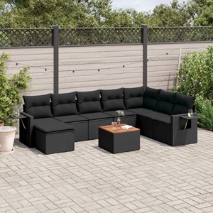 Maison exclusive - salon de jardin 9 pcs avec coussins noir résine tressée