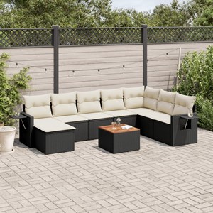 Maison exclusive - salon de jardin 9 pcs avec coussins noir résine tressée