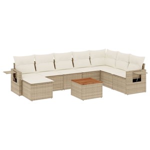 Maison exclusive - salon de jardin avec coussins 9 pcs beige résine tressée