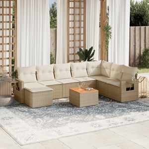 Maison exclusive - salon de jardin avec coussins 9 pcs beige résine tressée