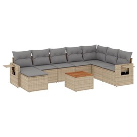 Maison exclusive - salon de jardin avec coussins 9 pcs beige résine tressée