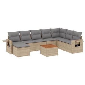 Maison exclusive - salon de jardin avec coussins 9 pcs beige résine tressée