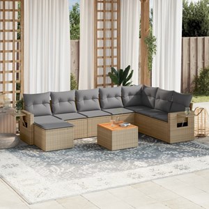 Maison exclusive - salon de jardin avec coussins 9 pcs beige résine tressée
