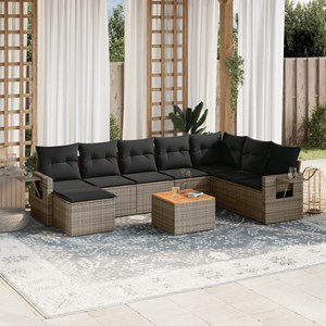 Maison exclusive - salon de jardin 9 pcs avec coussins gris résine tressée