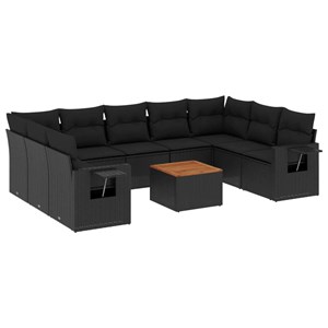 Maison exclusive - salon de jardin 10 pcs avec coussins noir résine tressée
