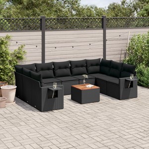 Maison exclusive - salon de jardin 10 pcs avec coussins noir résine tressée