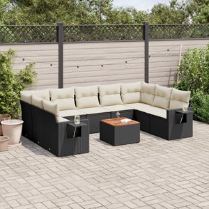 Maison exclusive - salon de jardin 10 pcs avec coussins noir résine tressée