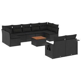 Maison exclusive - salon de jardin 10 pcs avec coussins noir résine tressée