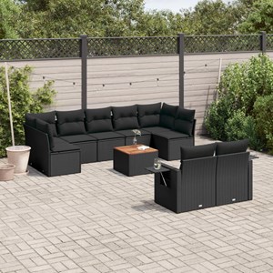 Maison exclusive - salon de jardin 10 pcs avec coussins noir résine tressée