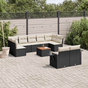 Maison exclusive - salon de jardin 10 pcs avec coussins noir résine tressée