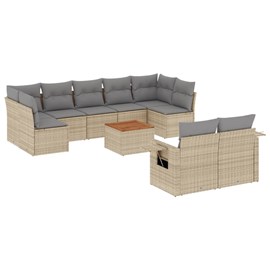 Maison exclusive - salon de jardin avec coussins 10 pcs beige résine tressée