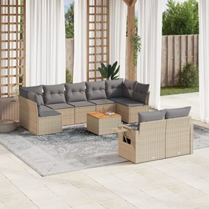 Maison exclusive - salon de jardin avec coussins 10 pcs beige résine tressée