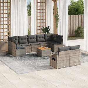 Maison exclusive - salon de jardin avec coussins 10 pcs gris résine tressée