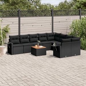 Maison exclusive - salon de jardin 10 pcs avec coussins noir résine tressée