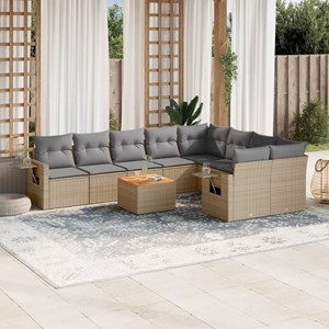 Maison exclusive - salon de jardin avec coussins 10 pcs beige résine tressée