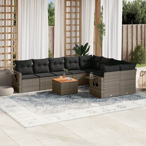 Maison exclusive - salon de jardin avec coussins 10 pcs gris résine tressée