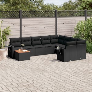 Maison exclusive - salon de jardin 10 pcs avec coussins noir résine tressée