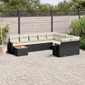 Maison exclusive - salon de jardin 10 pcs avec coussins noir résine tressée