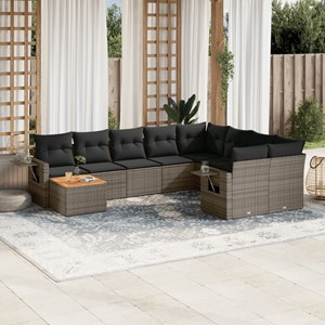 Maison exclusive - salon de jardin avec coussins 10 pcs gris résine tressée