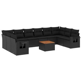Maison exclusive - salon de jardin 11 pcs avec coussins noir résine tressée