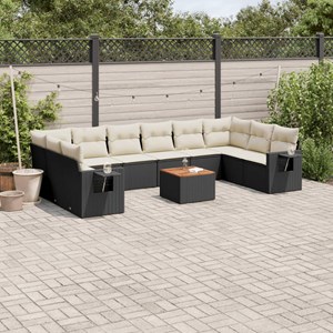 Maison exclusive - salon de jardin 11 pcs avec coussins noir résine tressée
