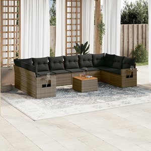Maison exclusive - salon de jardin 11 pcs avec coussins gris résine tressée