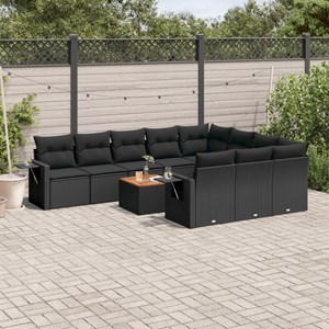 Maison exclusive - salon de jardin 11 pcs avec coussins noir résine tressée