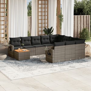 Maison exclusive - salon de jardin 11 pcs avec coussins gris résine tressée