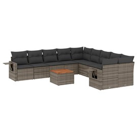 Maison exclusive - salon de jardin 11 pcs avec coussins gris résine tressée