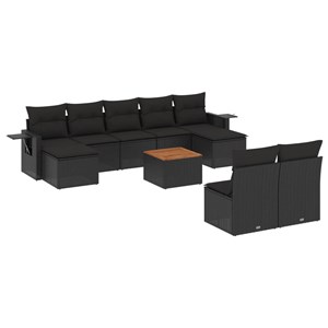 Maison exclusive - salon de jardin 10 pcs avec coussins noir résine tressée